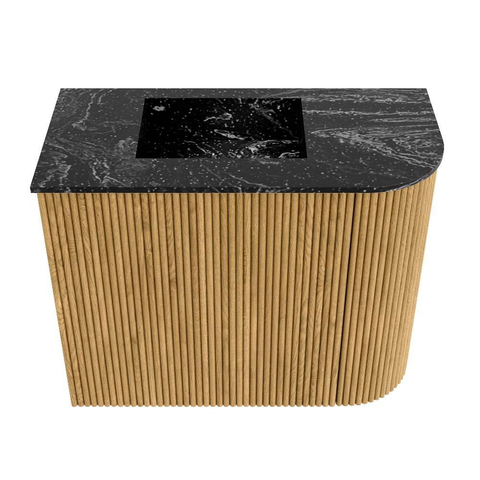 Mondiaz JOYA-DLUX 51.6cm meuble de toilette - arrondi droit couleur Chêne - Vasque FAYE position Gauche 1 trou de robinet couleur Lava. SW1422058