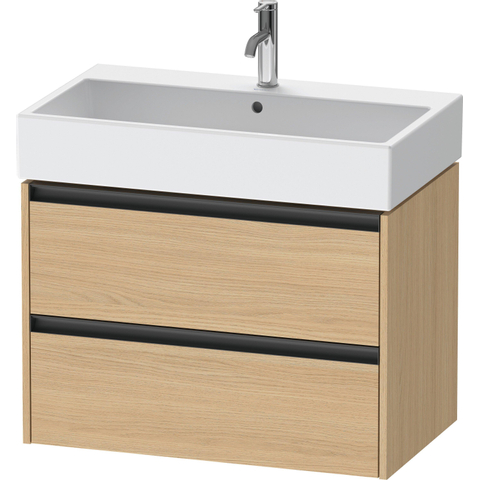 Duravit Ketho.2 Wastafelonderbouwkast - met 2 laden - 78.4x46x54.9cm - met grepen antraciet - natuur eiken mat SW772784