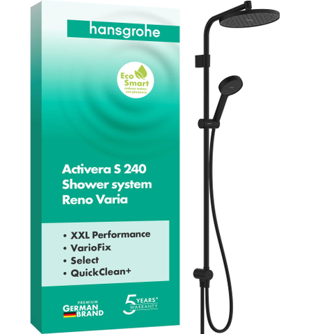 Hansgrohe Activera S - showerpipe - 240 - 1jet - ecosmart - mat zwart SW1387876