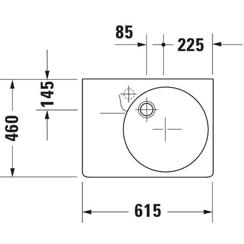 Duravit Scola Wastafel - 61.5x46cm - met 1 kraangat - met overloop - glans wit 0304123