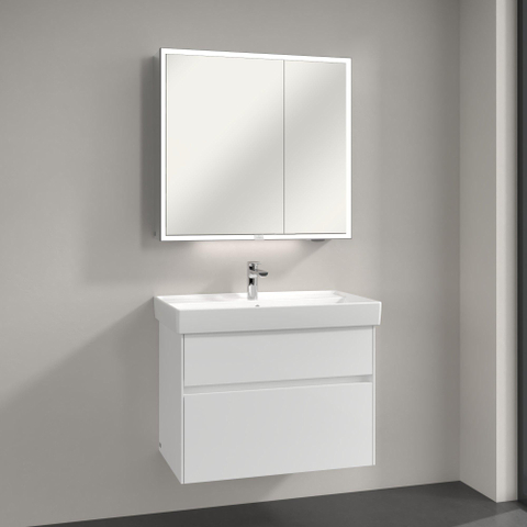 Villeroy & Boch My View Now My view spiegelkast - 80x75cm - 2 deuren - 3 contactdoos LED - zilver SW641561
