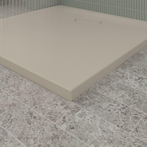 Villeroy & Boch Ecora douchebak - 90x90x3.5cm - afvoer korte zijde - almond (beige) SW1559018