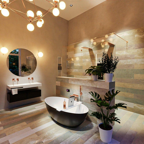 MONDIAZ FLOAT Baignoire îlot - 170x80cm - Urban/talc SW491487