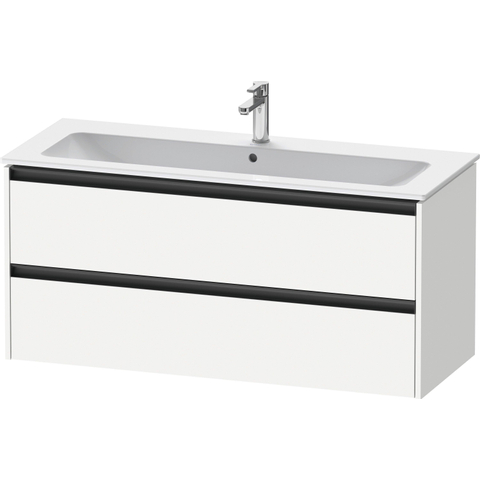 Duravit Ketho.2 Wastafelonderbouwkast - met 2 laden - voor enkele wastafel - 121x48x55cm - met grepen antraciet - wit mat SW772909