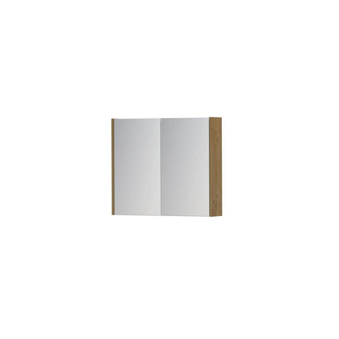 INK SPK1 spiegelkast – 70x60x14 cm – 2 deuren, dubbelzijdige spiegeldeuren – Fineer Natur SW440302