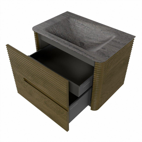 Mondiaz CIRO-DLUX Badkamermeubelset - 70x45x50cm - Solid surface wastafel Oza - 1 wasbak Midden - zonder kraangaten - 2 lades - Dusk SW1533260
