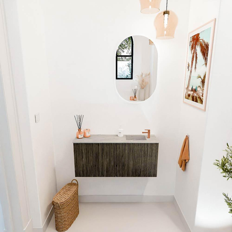 Mondiaz JOYA-DLUX 90cm toiletmeubel - kleur Shadow - Wastafel FAYE positie Rechts 1 kraangat kleur Glace. SW1422761