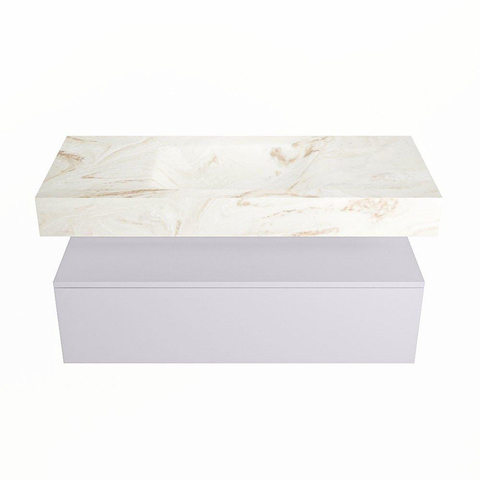Mondiaz ALAN-DLUX Ensemble de meuble - 110cm - meuble Cale mat - 1 tiroir - Lavabo Cloud Frappe suspendu - vasque Centre - 0 trous de robinet SW805319