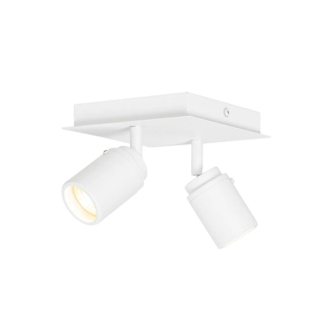 QAZQA Ducha plafonnier de salle de bains - 17x17cm - 2 spots - IP44 - carré - blanc mat SW1187232