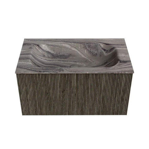 MONDIAZ KURVE-DLUX 80cm badmeubel kleur Shadow met 1 lade en 0 deuren. Wastafel BIG SMALL Midden zonder kraangat Sombra. SW1433742