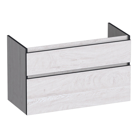 BRAUER Delight Edge meuble sous-lavabo 100 2 tiroirs softclose - sans poignée - 1 découpe pour siphon - Forest Seashell SW1198810