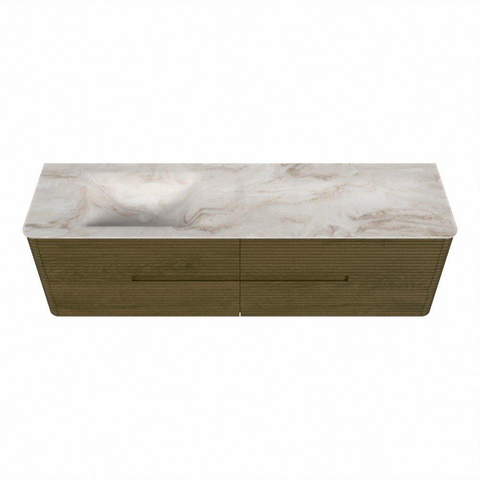 Mondiaz CIRO-DLUX Badkamermeubelset - 170x45x50cm - Solid surface wastafel Frappe - 1 wasbak Links - zonder kraangaten - 4 lades - Dusk SW1532844