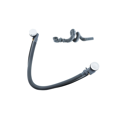 Fortifura Calvi Ensemble de vidage de baignoire - commande rotative - Convient pour une épaisseur de fond de 10 à 20 mm - blanc mat SW1381761
