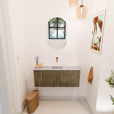 Mondiaz JOYA-DLUX 100cm toiletmeubel - kleur Dusk - Wastafel FAYE positie Midden Zonder kraangat kleur Glace. SW1423200