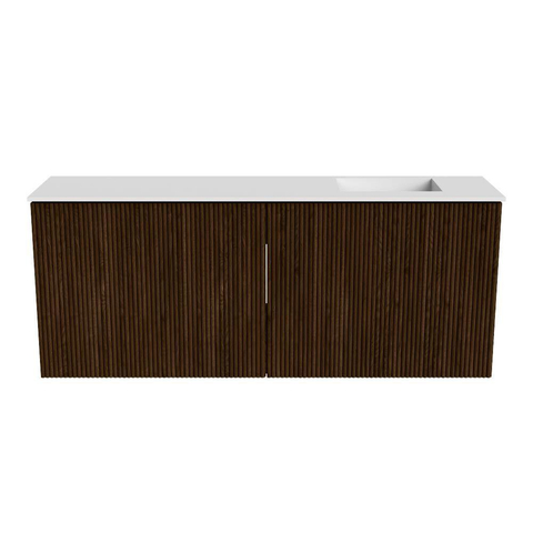 Mondiaz JOYA 100cm toiletmeubel - kleur Walnut - Wastafel FAYE positie Rechts 1 kraangat kleur Talc. SW1421258
