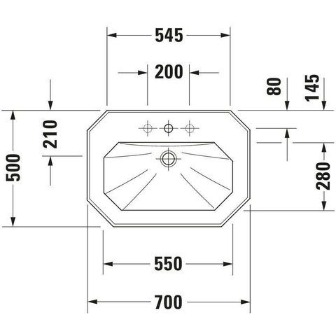 Duravit Serie 1930 Wastafel - 70x50cm - met 1 kraangat - met overloop - wit 0293369