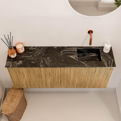Mondiaz JOYA-DLUX 100cm meuble de salle de bains - couleur Oak - Vasque FAYE position Droite Sans trou de robinet couleur Lava. SW1422065