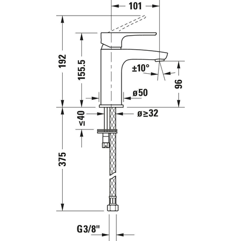 Duravit B.1 1 greeps wastafelmengkraan - 137x42x155mm - hoogglans chroom SW420696