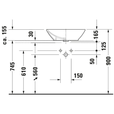 Duravit Bacino Opzet wastafel - 55x42 cm - met overloop - glans wit 0291327
