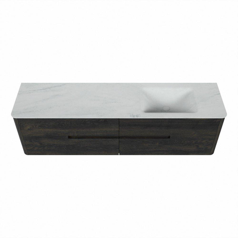 Mondiaz CIRO-DLUX Ensemble de meubles de salle de bains - 180x45x50cm - lavabo solid surface Opalo - 1 vasque à droite - sans trous de robinetterie - 4 tiroirs - Shadow SW1532433