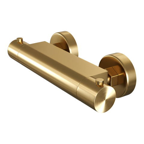 Brauer Gold Edition Ensemble de douche thermostatique avec barre curseur et douchette Stylo 1 jet flexible lisse 150cm Or brossé PVD SW1164646