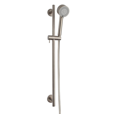 Wiesbaden Unimatch Cadans glijstangset compleet - met handdouche - 3 standen - diameter 8cm - PVD - geborsteld staal (RVS) SW10539