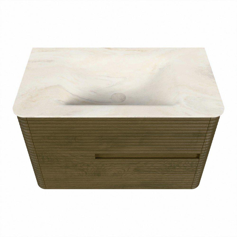 Mondiaz CIRO-DLUX Ensemble de meubles de salle de bains - 80x45x50cm - Vasque solid surface Ostra - 1 lavabo au milieu - 1 trou de robinet - 2 tiroirs - Dusk SW1532904