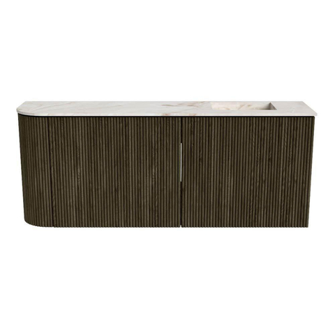 Mondiaz JOYA-DLUX Meuble de salle de bains 101,6cm - arrondi gauche couleur Shadow - Vasque FAYE position Droite 1 trou de robinet couleur Frappe SW1422736