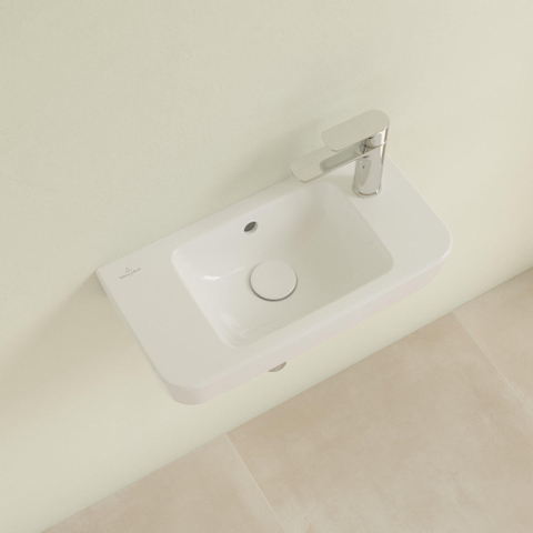 Villeroy & Boch O.novo fontein - 50x25cm - 1 kraangat R - met overloop CeramicPlus - White Alpine (glans wit) SW448396