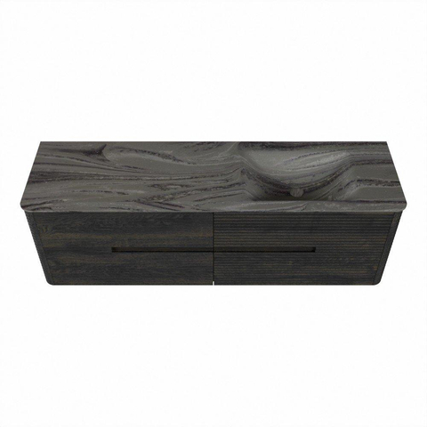 Mondiaz CIRO-DLUX Badkamermeubelset - 160x45x50cm - Solid surface wastafel Sombra - 1 wasbak Rechts - 1 kraangat - 4 lades - Shadow SW1532777