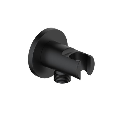 Fortifura Calvi Wandaansluitbocht - handdouchehouder - rozet rond - PVD - mat zwart OUTLETSTORE STORE34514