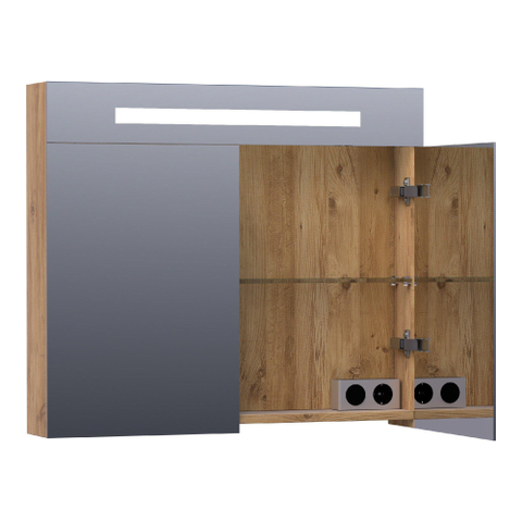 BRAUER Promise Deluxe armoire de toilette – 80 x 70 x 15 cm – LED directe – 2 portes, portes-miroir double face – Chateau SW371744