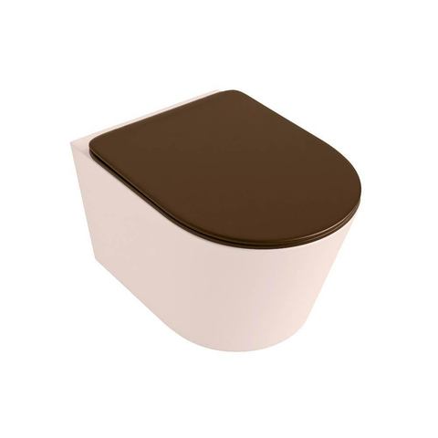 Mondiaz LAVIE WC suspendu – sans bride – 36 x 53 cm – avec abattant softclose – Rosee (rose), abattant Rust (brun) SW1208704