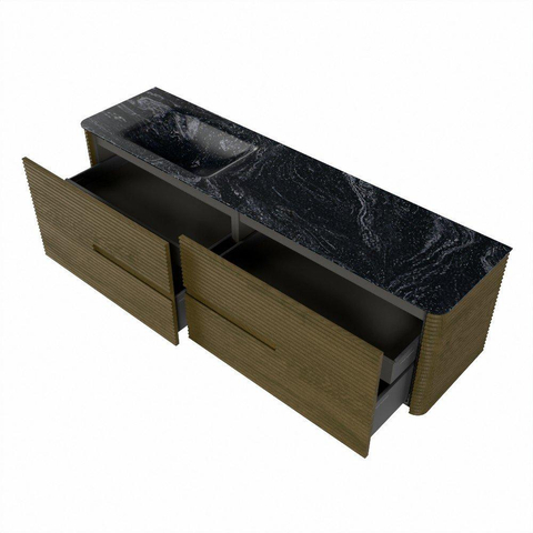 Mondiaz CIRO-DLUX Ensemble de meubles de salle de bains - 180x45x50cm - Lavabo solid surface Lava - 1 vasque à gauche - 1 trou de robinet - 4 tiroirs - Dusk SW1533066