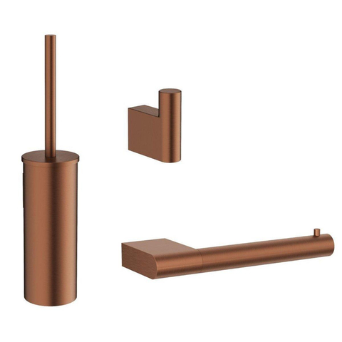 Crosswater MPRO Ensemble d’accessoires de toilettes - porte-balai de toilettes - patère - porte-rouleau de papier toilette - bronze brossé SW975313