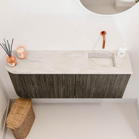 Mondiaz JOYA-DLUX 101.6cm toiletmeubel - ronding links kleur Shadow - Wastafel FAYE positie Rechts Zonder kraangat kleur Ostra. SW1423025