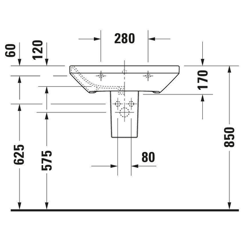 Duravit Durastyle Wastafel - 65x44cm - met 1 kraangat - met overloop - wit SW54093