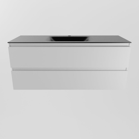 Mondiaz AIVY Ensemble de meuble - 120x45x50cm - 1 trou de robinet - 1 vasque Urban Solid surface - Centre - 2 tiroirs - avec miroir - MDF Talc SW892111