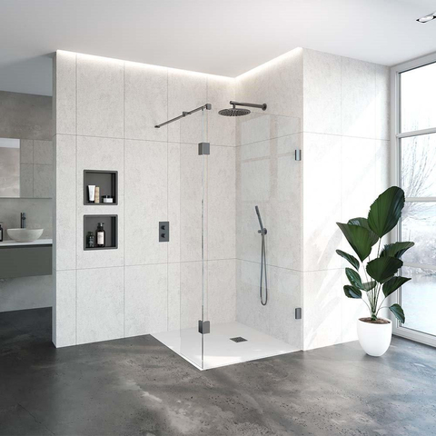 BRAUER Void paroi de douche à l'italienne verre clair 100x200 avec paroi latérale 40 incl. traitement anticalcaire PVD gunmetal brossé SW723953