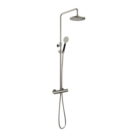 Hotbath Cobber Thermostatische regendoucheset - met 20cm ronde hoofddouche ronde handdouche - geborsteld nikkel (RVS) SW440610
