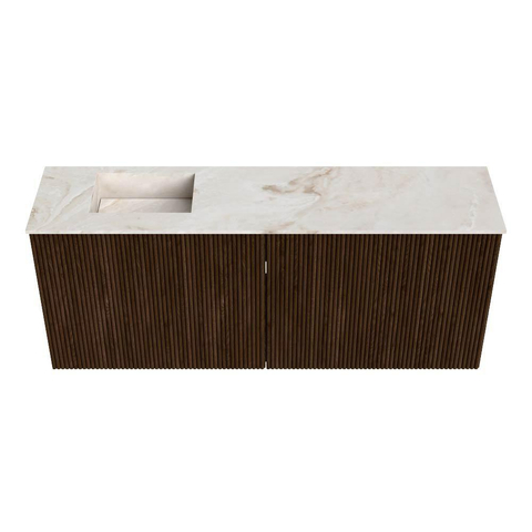 Mondiaz JOYA-DLUX 100cm toiletmeubel - kleur Walnut - Wastafel FAYE positie Links Zonder kraangat kleur Frappe. SW1422328