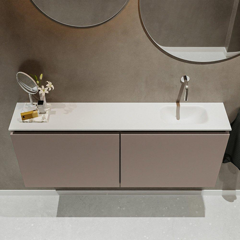 MONDIAZ TURE Toiletmeubel 120x23x50cm met 0 kraangaten 2 deuren smoke mat Wastafel Eden rechts Solid Surface Wit SW474989