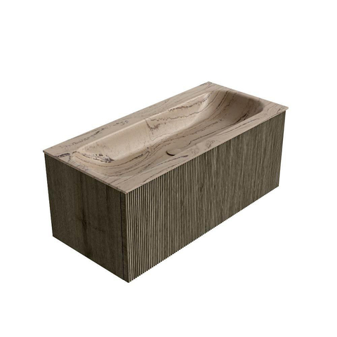 MONDIAZ KURVE-DLUX 100cm badmeubel kleur Shadow met 1 lade en 0 deuren. Wastafel BIG MEDIUM Midden zonder kraangat Arena. SW1431292