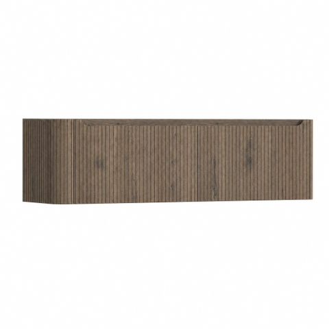 H&R Badmeubelen Juice Wastafelonderkast - 160x45x40cm - linkerhoek afgerond - 3D-front - 2 lades - geïntegreerde greep - tucson oak SW1260355