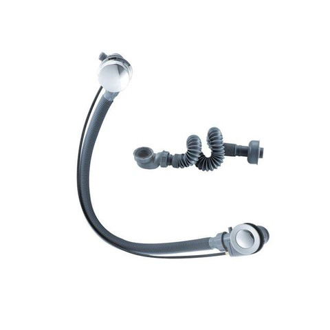 Fortifura Nebbio Badcombinatie-set - thermostaatkraan - glijstang met geïntegreerde wandaansluitbocht - gladde doucheslang - ronde handdouche - badvulcombinatie - chroom SW1238004