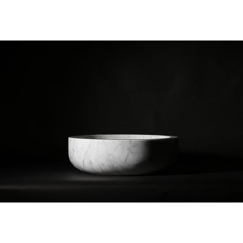 Forzalaqua Verona vasque à poser 40x40x12cm Ronde Pierre naturelle Carrara polie SW230680