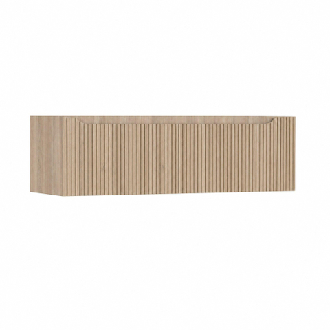 H&R Badmeubelen Juice Wastafelonderkast - 140x45x40cm - rechterhoek afgerond - 3D-front - 2 lades - geïntegreerde greep - rockford oak SW1260112