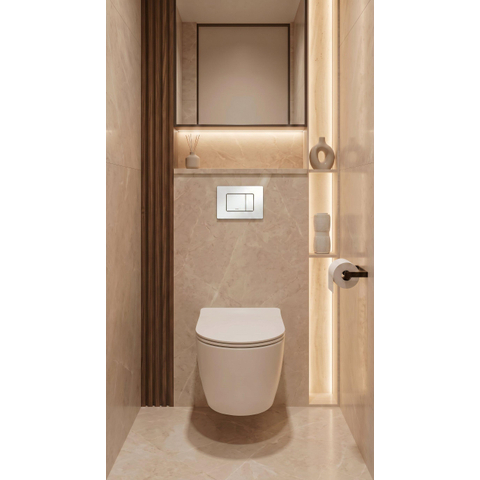 QeramiQ Dely Toiletset - Grohe inbouwreservoir - witte bedieningsplaat - toilet - zitting - mat wit SW643464