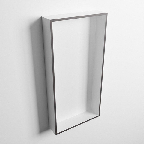 Mondiaz Easy nis 29.5x59.5x8cm voor Inbouw/opbouw 1 open vak Solid surface Talc/DarkGrey SW643668