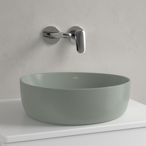 Villeroy & Boch Antao opzetwastafel - 40x39.5cm - zonder kraangat - zonder overloop CeramicPlus - Morning Green (mat groen) SW917946